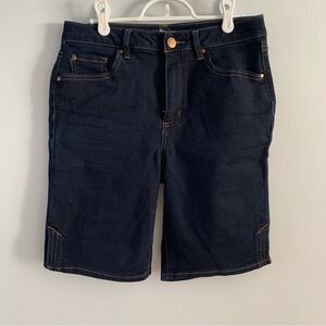 Bermuda Jean Shorts Dark Blue Wash Stretch Cotton Denim Womens Size 6 Modest